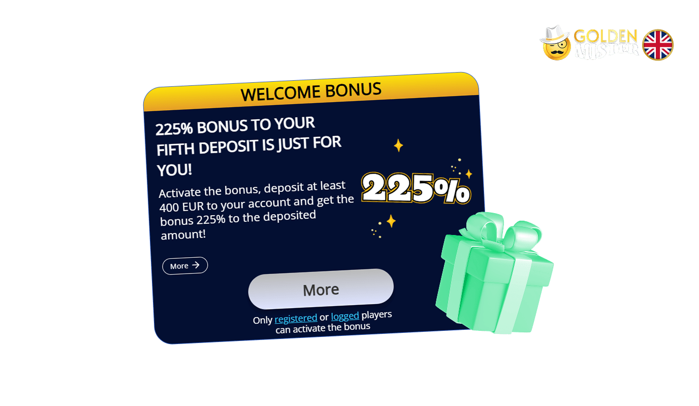Golden Mister UK Casino offers a great reward for the fifth deposit